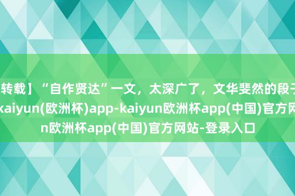 【转载】“自作贤达”一文，太深广了，文华斐然的段子，越看越深广-kaiyun(欧洲杯)app-kaiyun欧洲杯app(中国)官方网站-登录入口