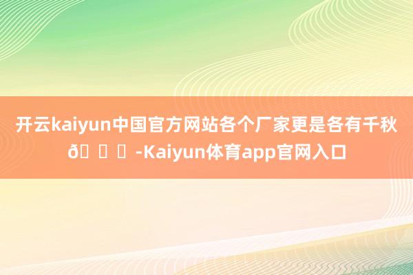 开云kaiyun中国官方网站各个厂家更是各有千秋👀-Kaiyun体育app官网入口