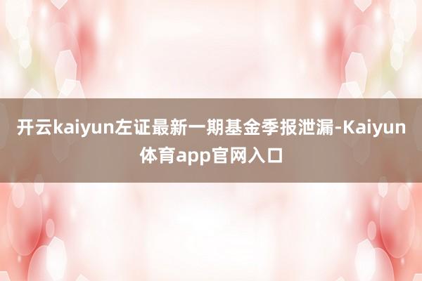 开云kaiyun左证最新一期基金季报泄漏-Kaiyun体育app官网入口