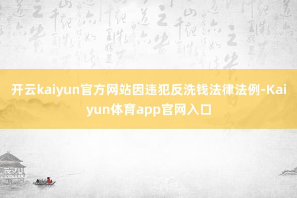 开云kaiyun官方网站因违犯反洗钱法律法例-Kaiyun体育app官网入口