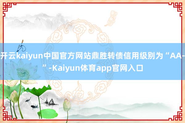 开云kaiyun中国官方网站鼎胜转债信用级别为“AA-”-Kaiyun体育app官网入口